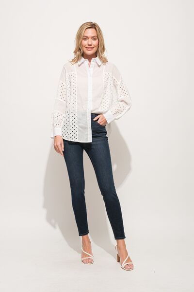 And The Why Eyelet Long Sleeve Button Down Shirt