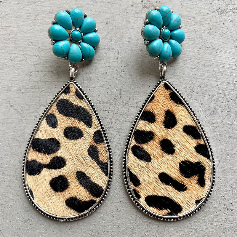 Turquoise Flower Teardrop Earrings