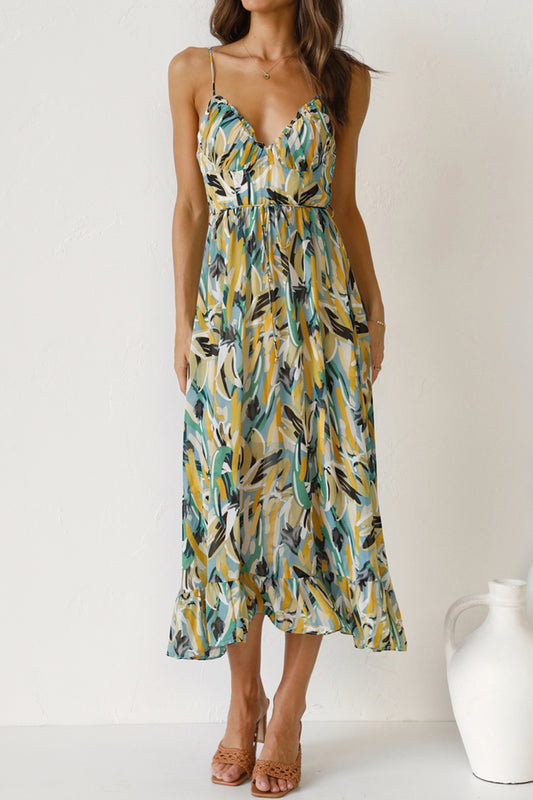 Tied Printed Sleeveless Cami Dress