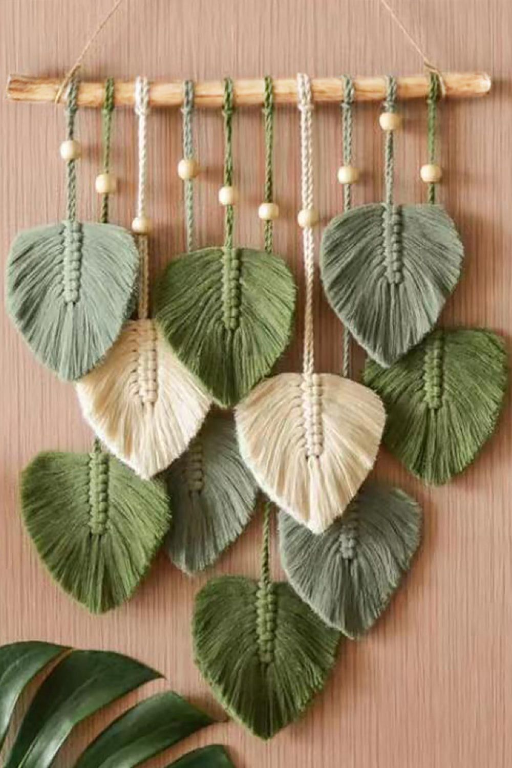 Macrame Leaf Bead Wall Hanging